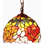Home London Breeze L30127 El Yapımı Tiffany Vitray Gül Sarkıt Avize 7 Inç Kırmızı