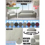 Home Lux Bohem Pamuklu Kumaş Koltuk Kılıfı Seti - 3+3+1+1 Set 7 kg Gelmektedir. Kalın ve Dayanıklıdır. - 180 x 240 cm - Açık Gri