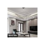 Home Lzy Avize Store Modern 3lü Siyah Kare Sarkıt Beyaz Işık Led Avize Oturma Odası,salon