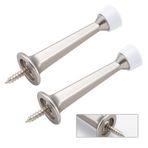 HOME MASTER HARDWARE Vidalı Katı Kapı Kilidi, Ağır Hizmet Katı Sert Kapı Durdurucu,Kapı Durdurucuları Kapı Durdurucu Saten Nikel, Kauçuk Uçlu 2 Paket
