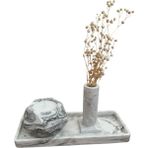 Home Mermer Desenli Kare Tepside Geometrik Dekoratif Beton Mum&tütsülük - Gri-Beyaz - 1 Adet