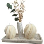 Home Mermer Desenli Kare Tepside Spiral Mum Seti - Beyaz - 1 Adet