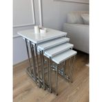 Home Metal Tekerlekli Krom Beyaz Zigon Sehpa Beyaz