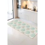 Home Mint Yeşili Mercan Desenli Şık Dekoratif Mutfak Halısı