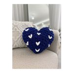 Home Özel Günlere Özel Kalp Desenli Yastık-Kalp Şeklinde Romantik Dekoratif Yastık / Gece Mavi-Beyaz Kalp