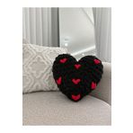 Home Özel Günlere Özel Kalp Desenli Yastık-Kalp Şeklinde Romantik Dekoratif Yastık / SİYAH-KIRMIZI