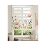 Home Pastel Çiçek ve Kelebek Desenli Zebra Stor Perde – Mutfak - Mutfak ve Oturma Odası