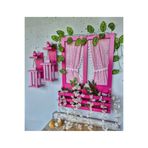 Home Pembe balkon dekoru,ahşap saksılı pencere ve fener set,duvar dekoru,bahçe balkon süsleri