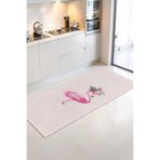 Home Pembe Flamingo ve Tropikal Çiçek Desenli Şık Dekoratif Mutfak Halısı