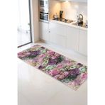 Home Pembe Gül ve Yüzey Motifli Çiçek Detaylı Modern Mutfak Halısı