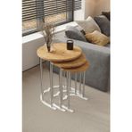 Home Plus Mobilya 3' Lü Zigon Sehpa Gümüş Ayak Atlantik Çam 18 Mm Mdf