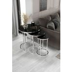 home plus mobilya 3'lü Gümüş Ayak Siyah Ayna & Bohem Sehpa & Zigon Sehpa & Orta Sehpa & Modern Sehpa Takımı &