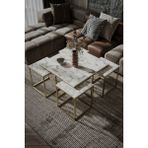 Home Plus Mobilya 4+1 Gold Kaplama Beyaz Mermer Desen Orta Sehpa - gold beyaz mermer