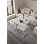 Home Plus Mobilya 4+1 Gümüş Kaplama Glossmax MDF Membran Orta Sehpa - gümüş beyaz