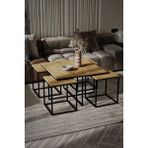 Home Plus Mobilya 4+1 Siyah Ayak Atlantik Çam Orta Sehpa - siyah atlantik çam