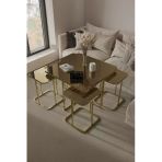 home plus mobilya 5'li Radüslü Gold Kaplama Bronz Aynalı Orta Sehpa & Zigon Sehpa & Yan Sehpa & Bohem Sehpa Takımı