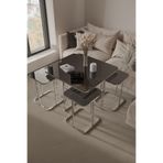 home plus mobilya 5'li Radüslü Gümüş Kaplama Füme Aynalı Orta Sehpa & Zigon Sehpa & Yan Sehpa & Bohem Sehpa Takımı