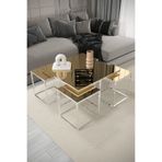 home plus mobilya Altay 5'li Gümüş Kaplama Bronz Aynalı Orta Sehpa & Zigon Sehpa & Yan Sehpa & Bohem Sehpa Takımı