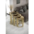 home plus mobilya Everest Piyano 3'Lü Gold Bronz Zigon Sehpa Takımı