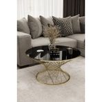 Home Plus Mobilya Hasır Orta Sehpa Gold Kaplama Siyah Ayna - GOLD SİYAH