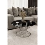 Home Plus Mobilya Hasır Orta Sehpa Gümüş Kaplama Siyah Ayna - GÜMÜŞ SİYAH