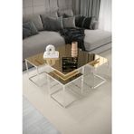 Home Plus Mobilya Mordor 5'Li Gümüş Kaplama Bronz Aynalı Orta Sehpa & Zigon Sehpa & Yan Sehpa & Bohem Sehpa Takımı