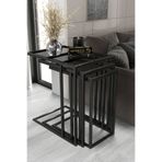 home plus mobilya Napoli Siyah Şeffaf Füme Cam 3'lü & Bohem Sehpa & Zigon Sehpa & Orta Sehpa & Modern Sehpa Takımı