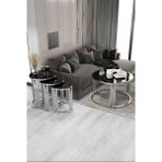 Home Plus Mobilya Piyano Set Orta Sehpa Takımı Gümüş Siyah - 75 x 75