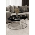 Home Plus Mobilya Yavrulu 1+1 Orta Sehpa Gümüş Kaplama Siyah Ayna - GÜMÜŞ SİYAH