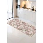 Home Pudra Renkli Çiçek Desenli Vintage Tarz Dekoratif Mutfak Halısı