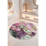 Home Renkli Pembe Çiçek Desenli Kaymaz Tabanlı Yıkanabilir Banyo Halısı