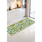 Home Sarı Limonlu Şık Çiçek Desenli Dekoratif Mutfak Halısı