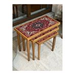 Home Seramik Sehpa Kilim Desenli 3 lü Zigon Sehpa Burma