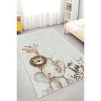 Home Sevimli Hayvanlar ve Renkli Noktalardan Oluşan Çocuk Odası Halısı