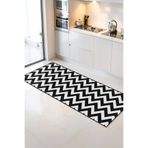 Home Siyah-Beyaz Zebra Desenli Modern Tarz Mutfak Halısı