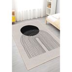Home Siyah ve Beyaz Minimalist Desenli Yıkanabilir Kaymaz Taban Çocuk Odası Halısı