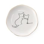 HOME SMILE Kedi Yüzük Tabak Takı Tepsisi, Kedi Severler için Noel Hediyeleri, Seramik Beyaz, 10 cm