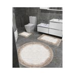 Home Su Emici Kaymaz Tabanlı 3lü Banyo Paspas Takımı Sünger Dolgulu Yumuşak Dokulu Dekoratif Takım