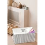 Home Sweet Home Baskılı Gri Çizgili Mega Boy Baza Altı Kazak Pike Battaniye Hurcu 74x46x46 Çok Renkli