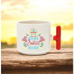 Home Sweet Home Tasarımlı Kırmızı T Kulplu Seramik Baskılı Kupa Bardak 250 ml - 1 Adet