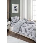 Home Tek Kişilik Welsoft Yorgan Uyku Seti Gri Tüy Çiçek Desenli Lastikli Çarşaflı Ebatlar 155 x 215 cm