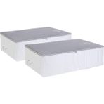 Home Textile 2 Adet Mega Boy Gri Çizgili Stuff&things Baza Altı Hurç Set 74 x 46 x 22 cm