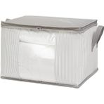 Home Textile Orta Boy Pvc Pencereli Gri Çizgili Stuff & Things Hurç 45 x 40 x 30 cm