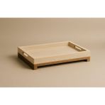 Home Traverten / Mermer Serisi Doğal Taş ve Masif Ahşap Servis Tepsisi – 40X27 cm