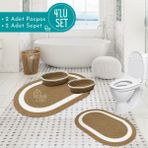 Home Turko 2'li Takım Jüt, Hasır, Paspas, Banyo Paspası, Banyo Paspas Takımı ve Banyo Sepeti - Beyaz