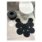 Home Turko 2'li Takım, Yıkanabilir Jüt, Hasır, Klozet Önü Paspası ve Bohem Çöp Sepeti, Banyo Paspası, Hediyelik Siyah