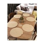 Home Turko 6 Adet Supla 1 Adet Ekmek Sepeti Takım, Jüt Supla, Amerikan Servis, Ekmek Sepeti, Tabak Altlığı Jüt-Düz