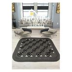 Home Turko Bohem Tasarım Jüt Moderin Desenli Çift Taraflı Kare-Dikdörtken Hasır Kilim Halı Paspas Ev Eşyası 100 x 160 ANTRASİT-GRİ
