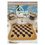Home Turko Bohem Tasarım Jüt Moderin Desenli Çift Taraflı Kare-Dikdörtken Hasır Kilim Halı Paspas Ev Eşyası 90 x 150 HASIR-SİYAH