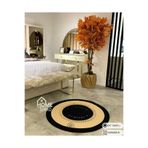 Home Turko Hasır, Kilim, Paspas, Jüt Yolluk, Siyah Desenli, Kolidor,Balkon,Mutfak, Halısı, Dekoratif Paspas. 80 x 80 Siyah-bej Oval